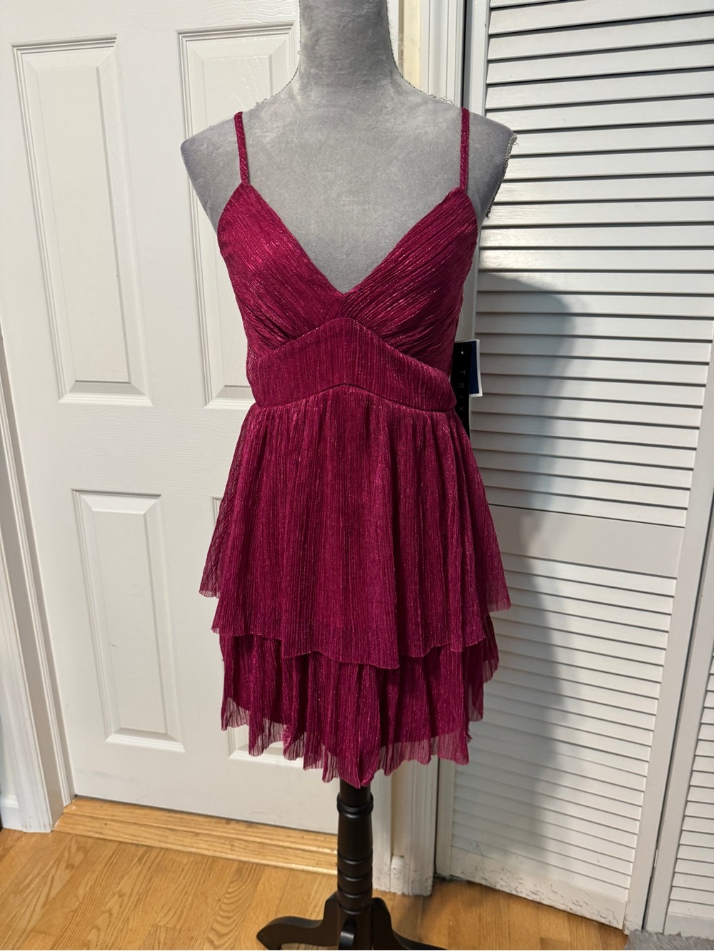 Trixxi Clothing Company Fuschia Sparkly Tiered Dress SMALL